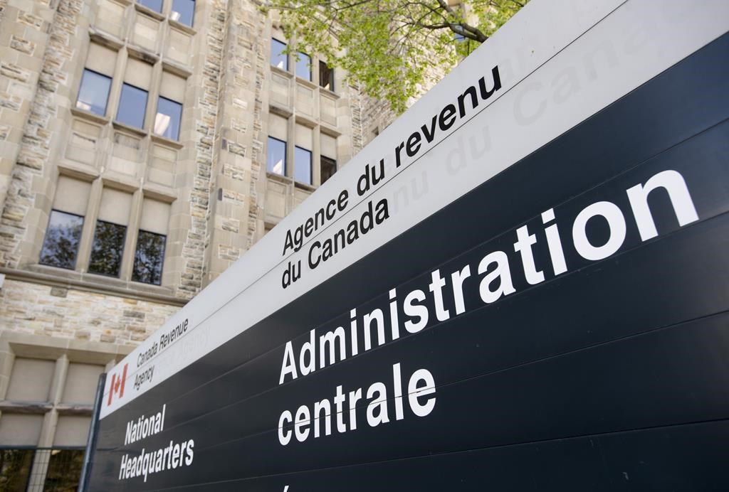 A sign outside the Canada Revenue Agency is seen Monday May 10, 2021 in Ottawa