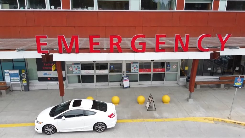 the outside of the surrey memorial hosptial. A surrey doctor is calling for more er resources after a teen was stabbed and taken to a nearby hostpial but not the closest one