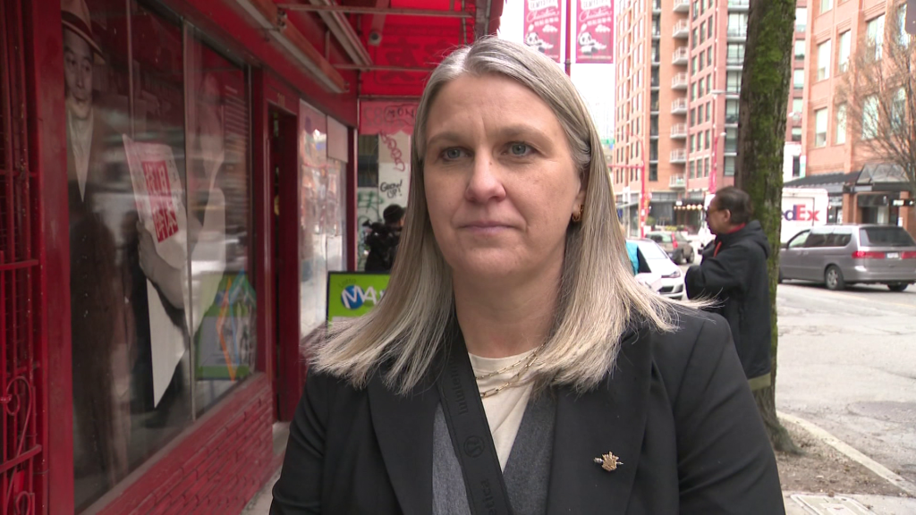 Elenore Sturko speaks in Chinatown