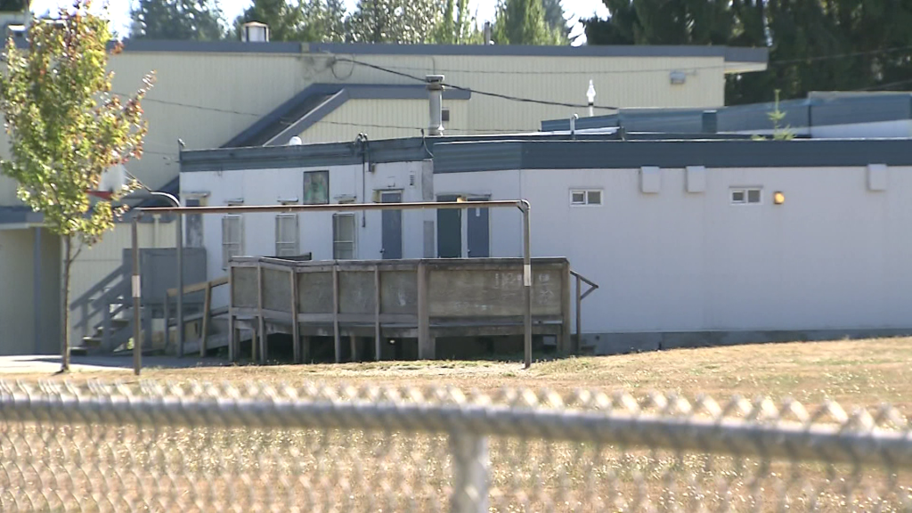 Exterior of portables at a Surrey school