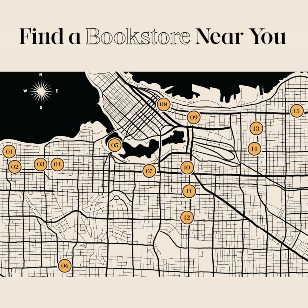 a map of participating bookstores in the canadian indepentent bookstore day
