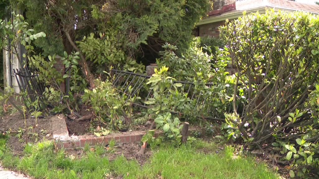 Damage can be seen to an area near the intersection of Patterson Ave and Imperial St in Burnaby.