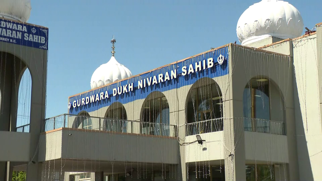 The exterior of the Gurdwara Dukh Nivaran Sahib Temple is seen