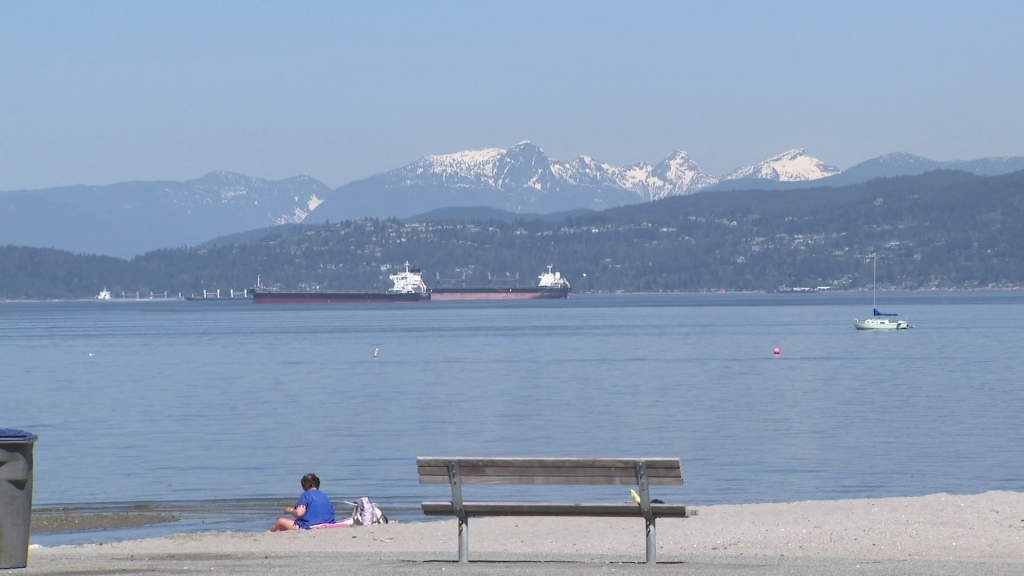 Vancouverites at the beach during a heatwave on May 15, 2023