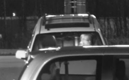 a ford escape that is suspected of being driven by a suspect in a car dealership damage incident. coquitlam rcmp