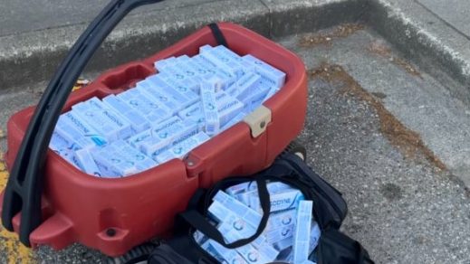 A wagon and a bag full of toothpaste that North Vancouver RCMP was being stolen from a grocery store last Friday.