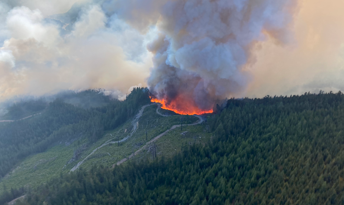 The Chehalis River wildfire burning near Harrison Lake