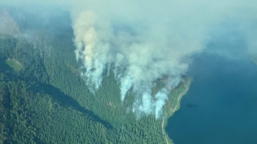 A view from above of the Cameron Bluffs Wildfire