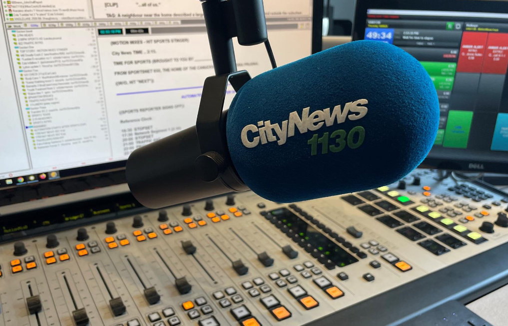 A CityNews 1130 radio microphone