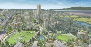 a concept image of the jericho lands development shows green spaces and hig rise buildings in vancouver near jericho beach