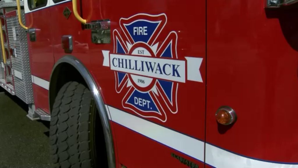 the side of a chilliwack fire truck with the logo