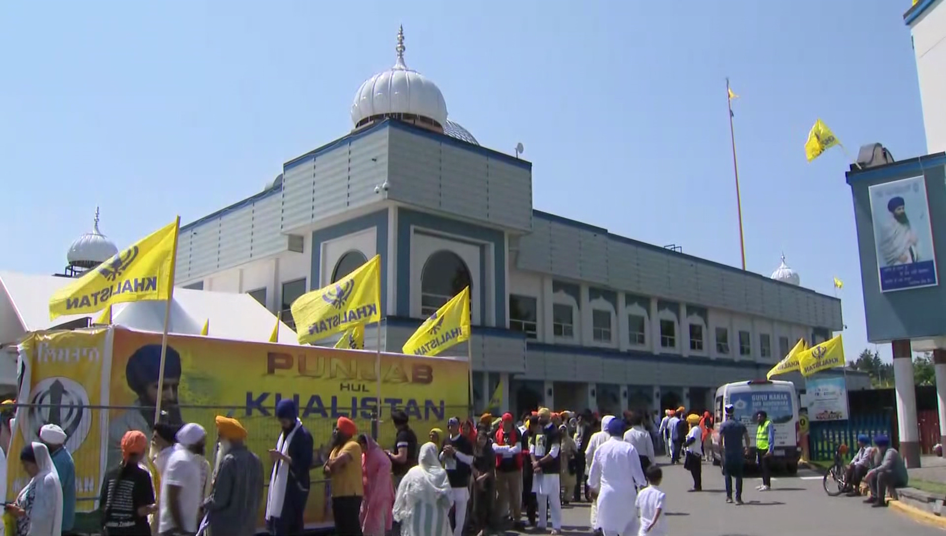 Mourners gather for the funeral of Hardeep Singh Nijjar in Surrey, B.C. on Sunday June 25th, 2023. 