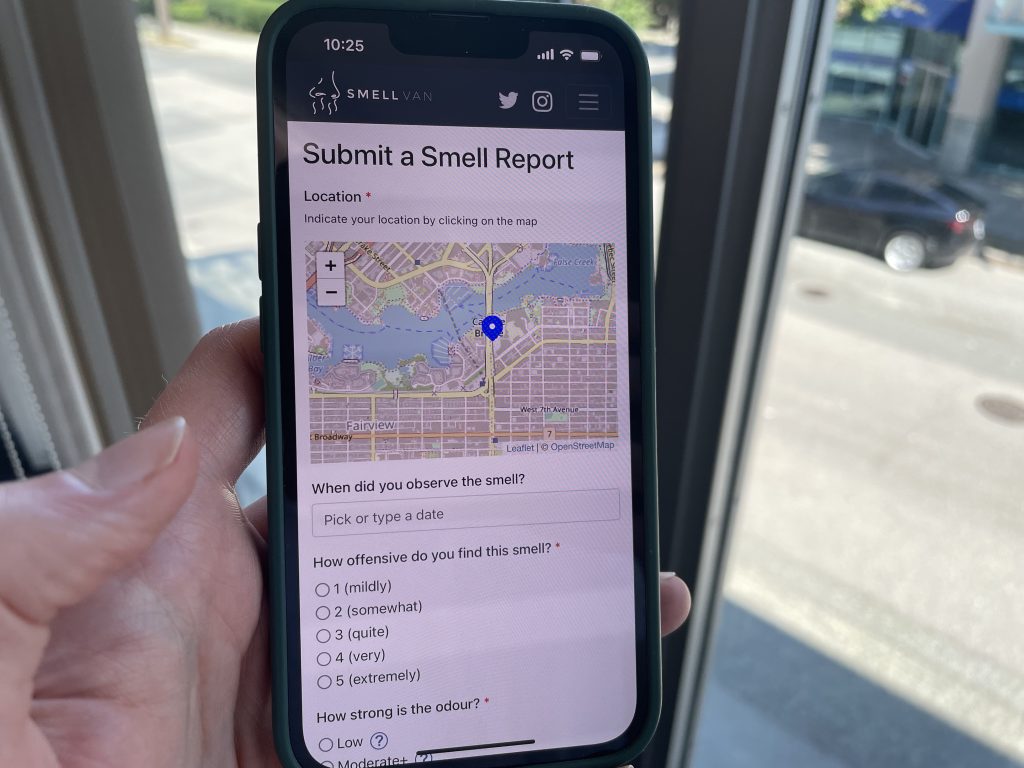 The Smell Vancouver app on a mobile phone