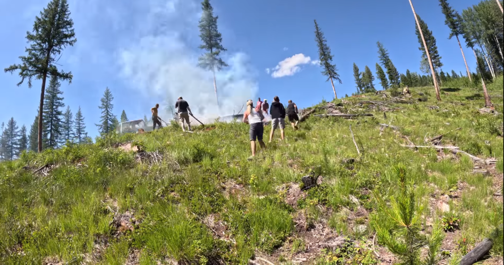 A screenshot of a small brush fire in B.C.'s Interior