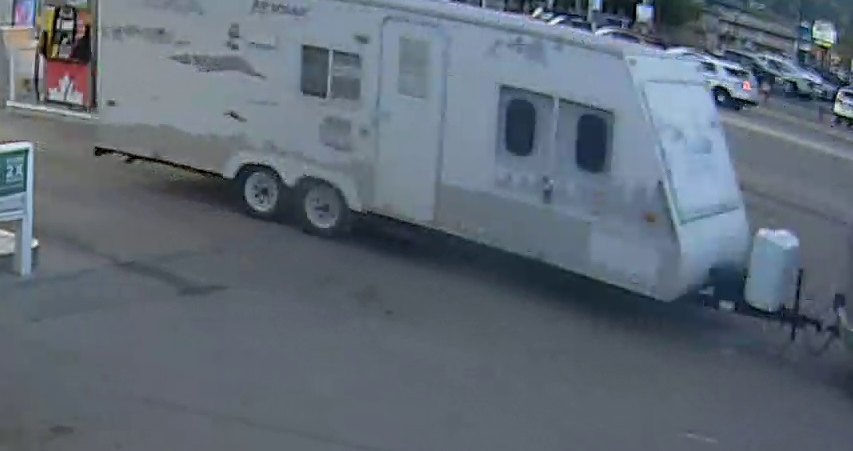 A large white camper trailer that climbers are looking for in connection with an amber alert