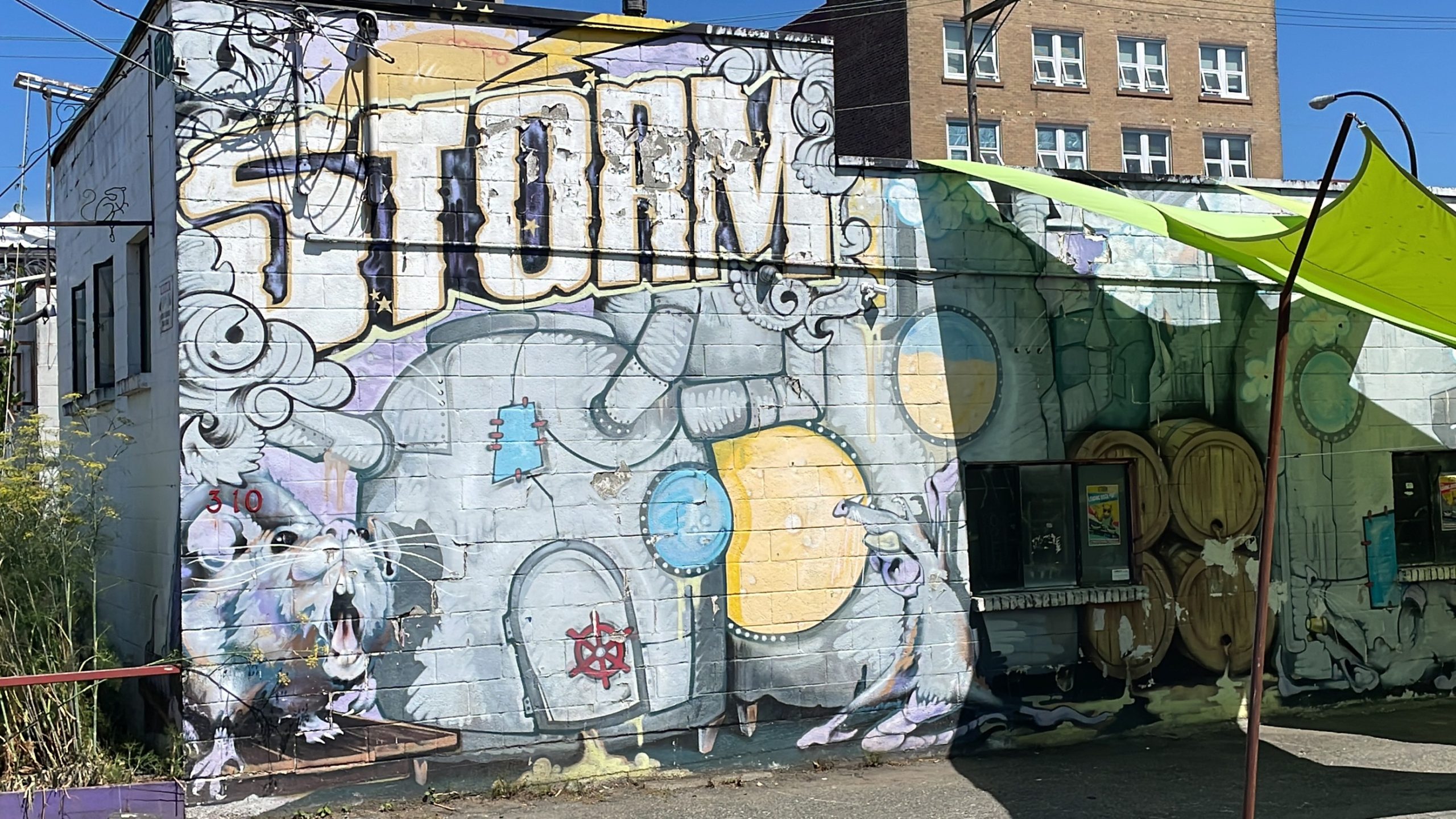 Storm Brewing mural (2) The mural outside Storm Brewing features the business' name and images of rats. The City of Vancouver has told the brewery it has to remove the art piece, despite it being up for 10 years.