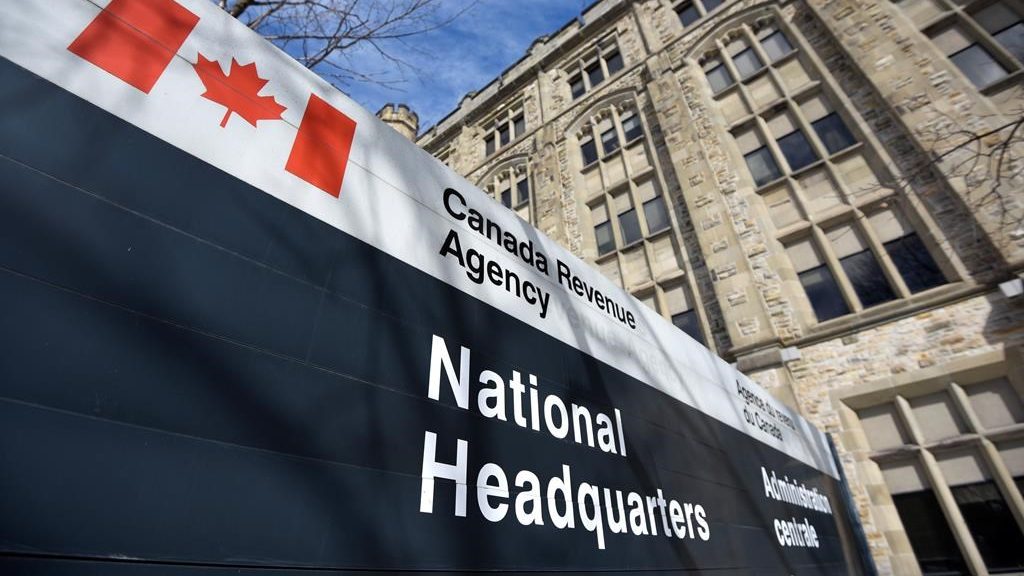 The Canada Revenue Agency sign outside the National Headquarters at the Connaught Building in Ottawa is seen on Monday, March 1, 2021. THE CANADIAN PRESS/Justin Tang