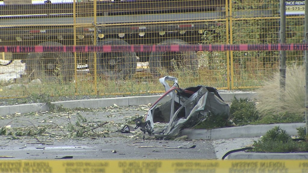 Site of a vehicle explosion in Langley