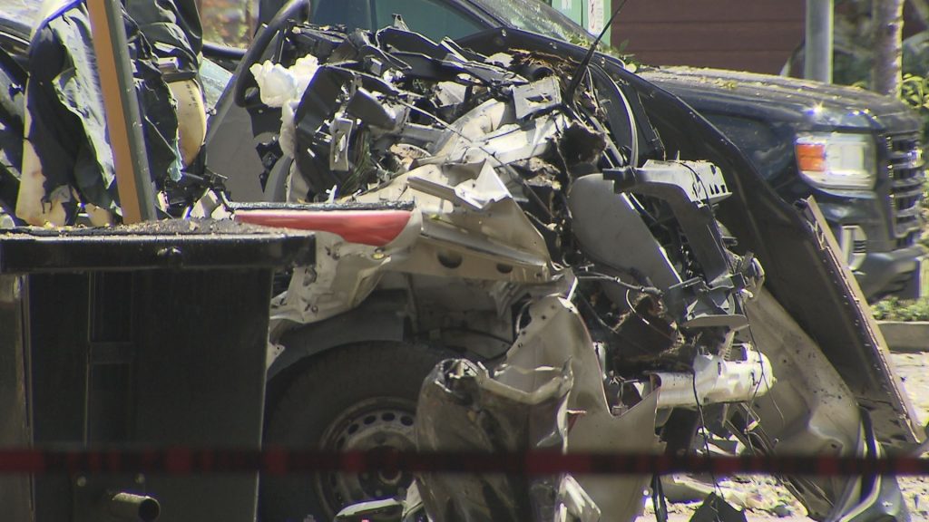 Site of a vehicle explosion in Langley