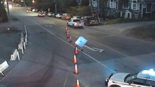 Lougheed Highway is closed in Maple Ridge, cones have been put in place.