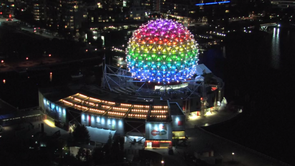 The lights at Science World in Vancouver