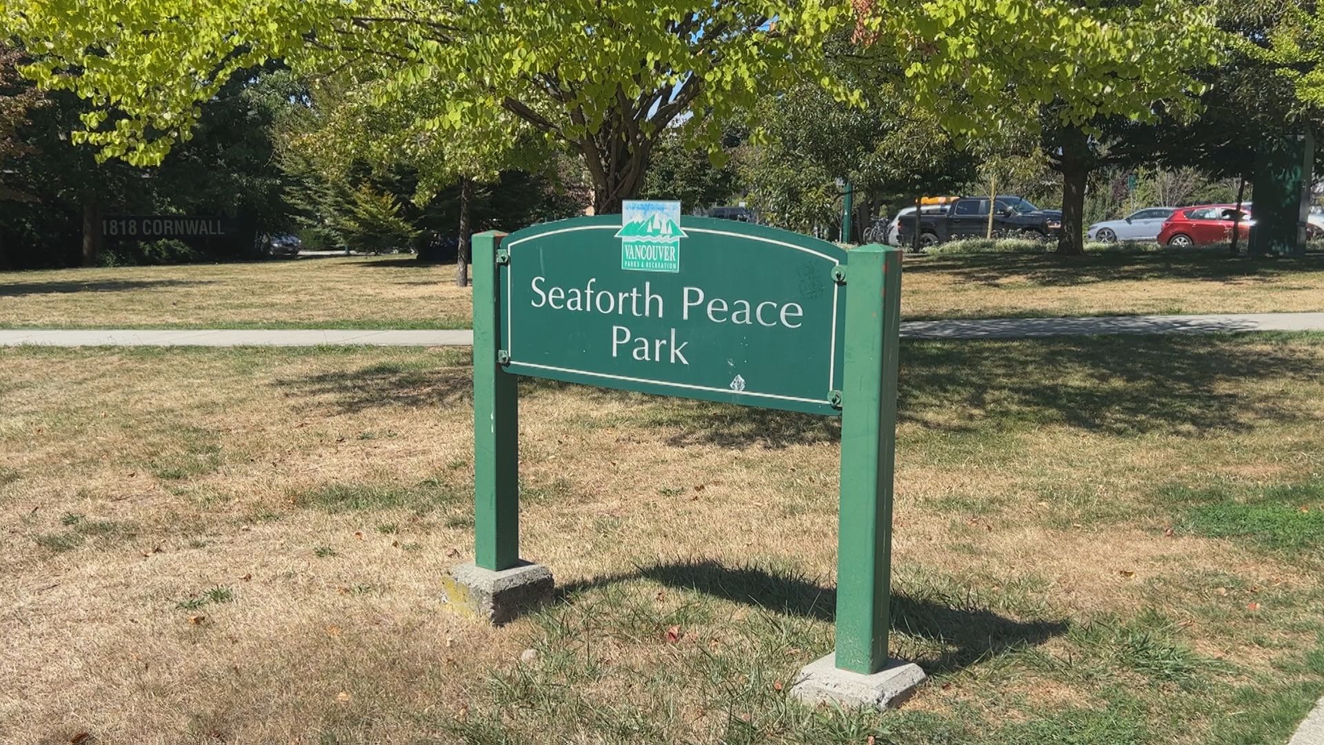 A sign at Seaforth Peace Park.