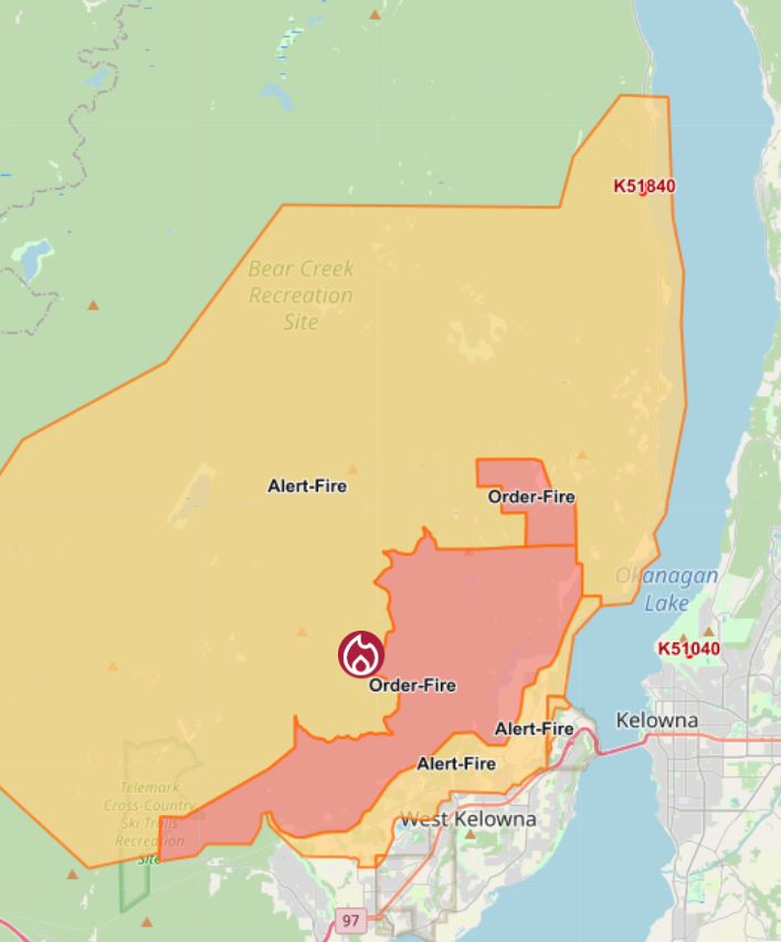 750 West Kelowna Properties Evacuating Amid Wildfire Threat CityNews   McDougall Creek Fire Evacuation Map West Kelowna 