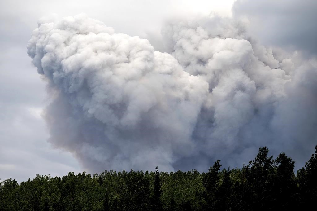 Smoke billows up from the Donnie Creek Fire in B.C.