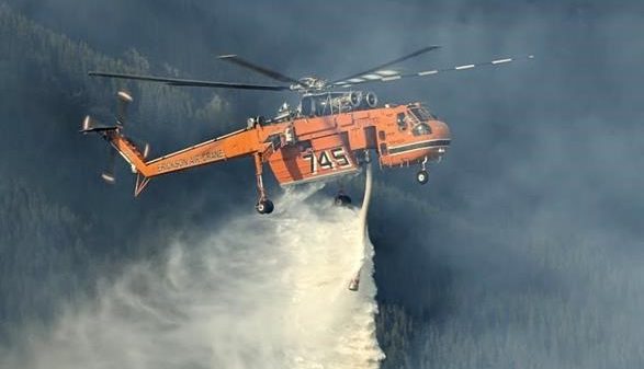 Rotary-wing aircraft is being used regularly on the Horsethief Complex of fires near Invermere, B.C. as shown in this undated handout image. THE CANADIAN PRESS/HO, BC Wildfire Service