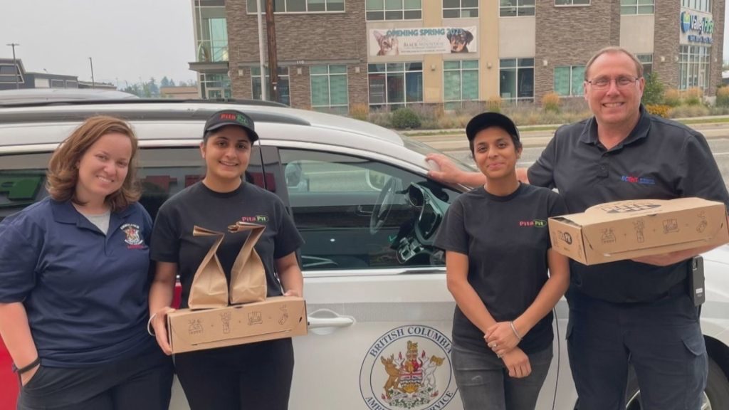 Some of Pavneet Singh's team who have been helping feed wildfire crews and evacuees in B.C.'s Interior.