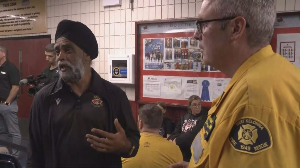 MP Harjit Sajjan speaks with Jason Brolund in West Kelowna