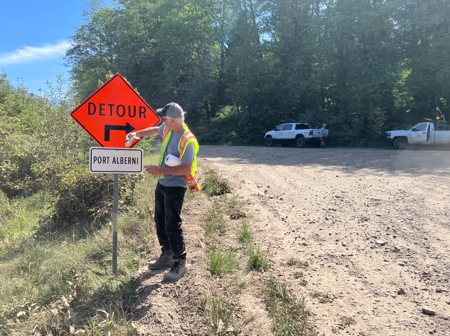 The alternate detour route for Highway 4 on Vancouver Island.