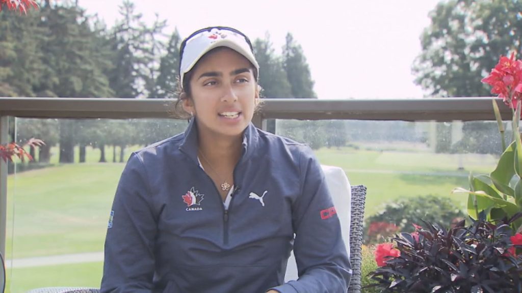 Surrey golfer Angela Arora speaking with OMNI News