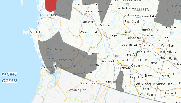 Much of B.C.'s South Coast is under an air quality advisory Saturday. (ECCC)