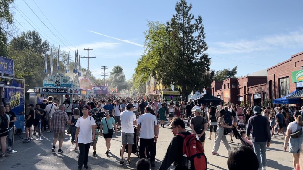 Fair-goers at the Pacific National Exhibition
