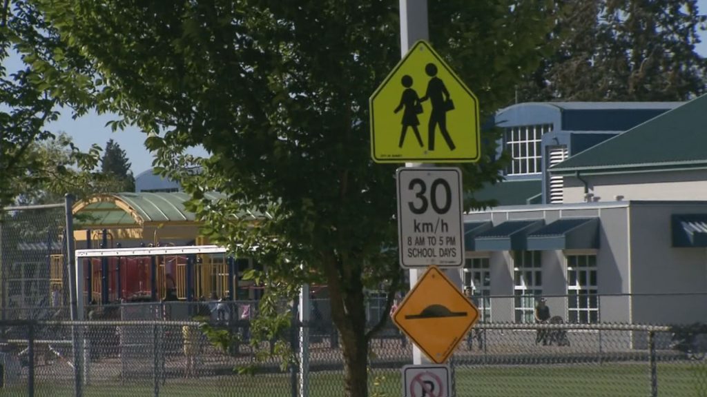 A school zone is seen in Delta