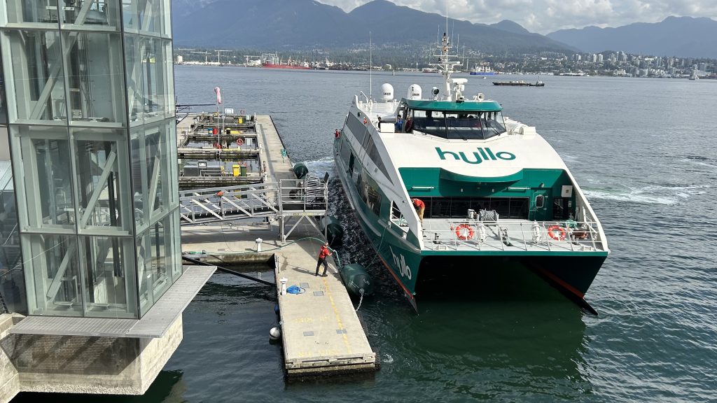 A Hullo Ferry sits in Dock