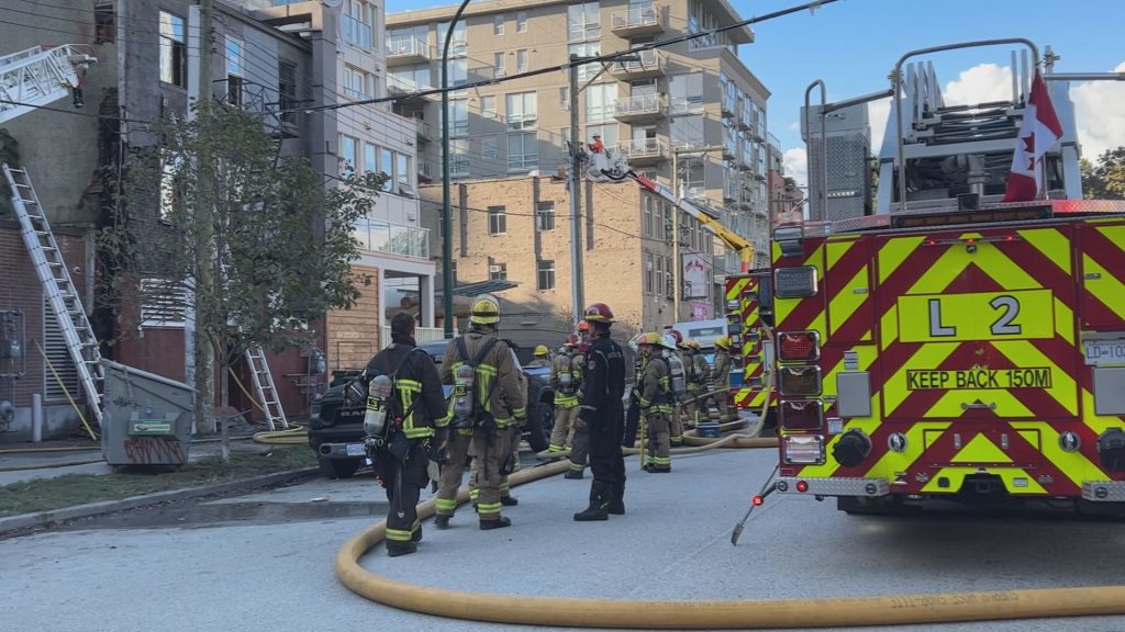 A large fire at a residential building near Main and National in downtown Vancouver has now been extinguished.