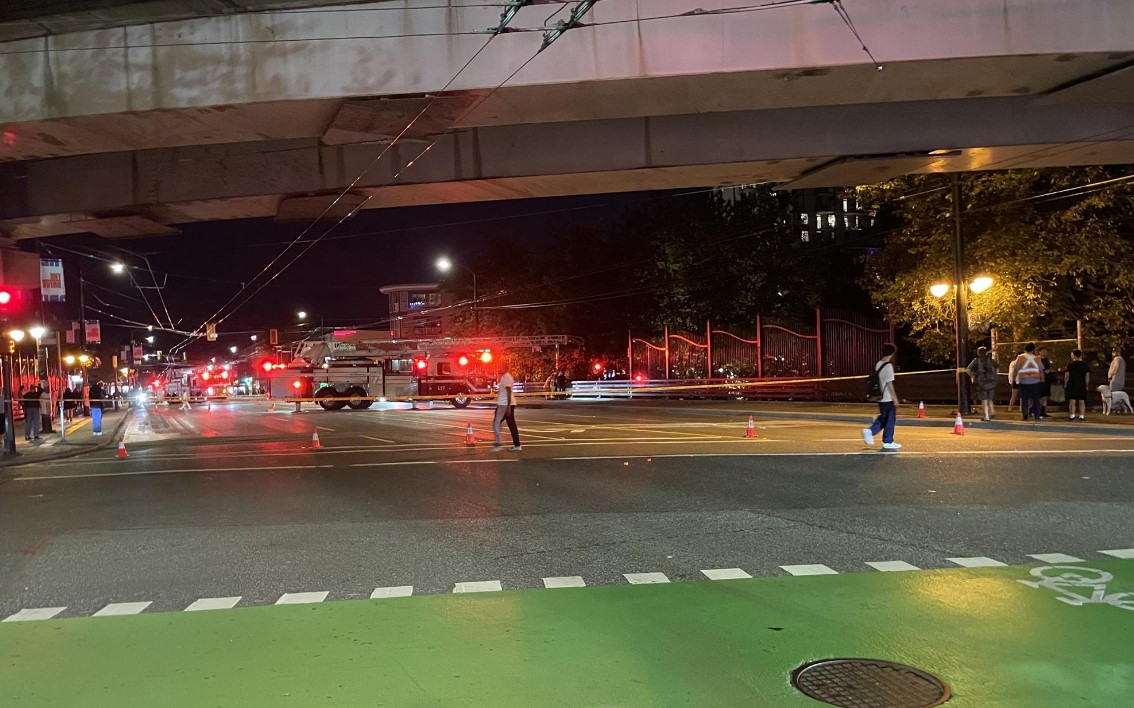 Vancouver Fire Rescue Service was called out to the scene Thursday where an individual had gone over the embankment onto the train tracks at Grandview and Commercial.