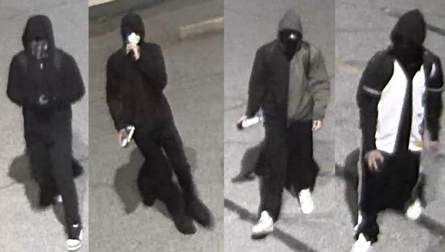 Four suspects wanted by the Richmond RCMP in connection with the vandalism of a Pride crosswalk in the city