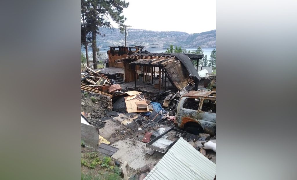 Patrick Lacey’s home after being destroyed by the McDougall Creek wildfire near West Kelowna.