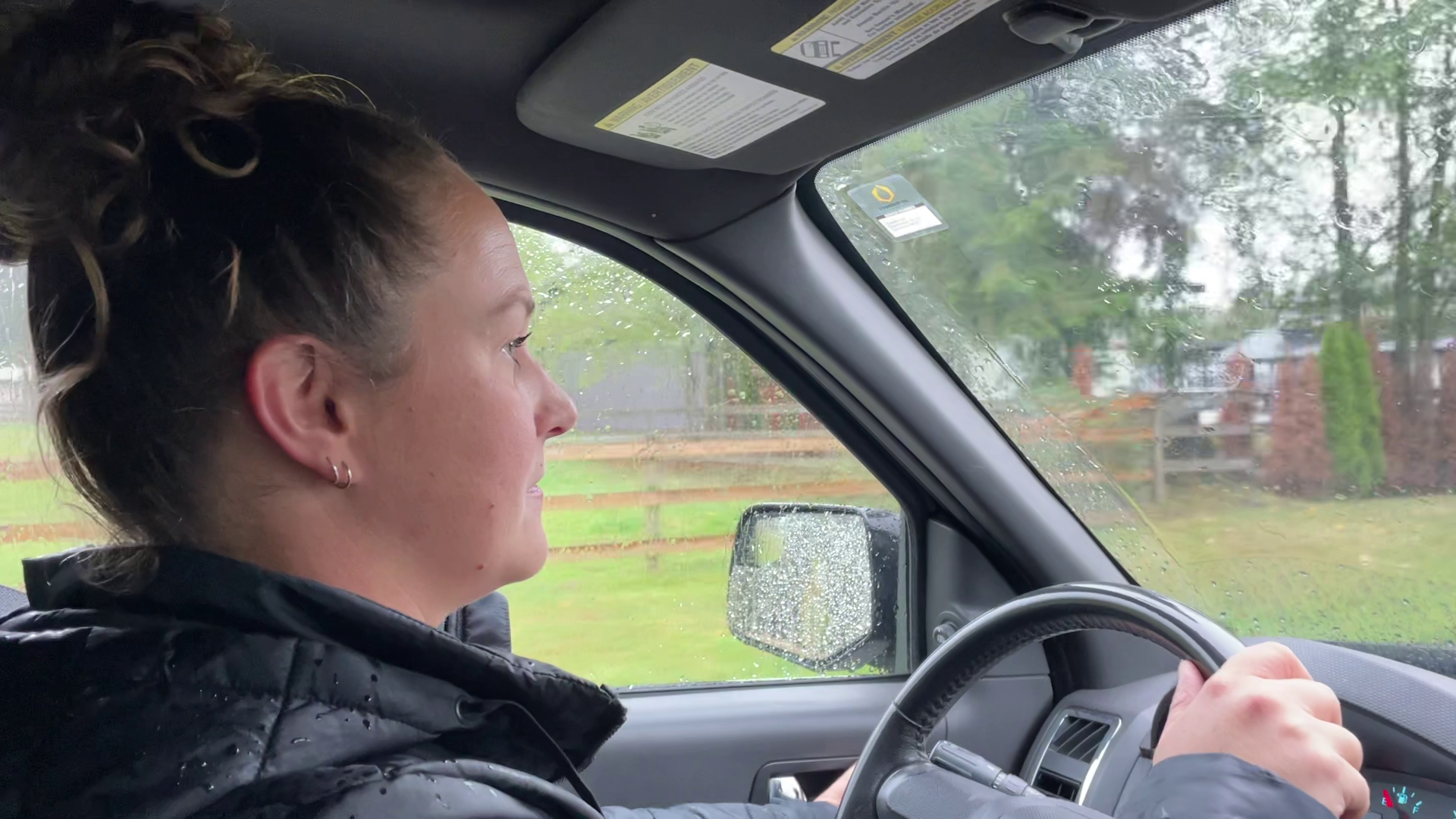 Christie Wengranowski driving in the area where a pedestrian was fatally struck in Langley Township last week