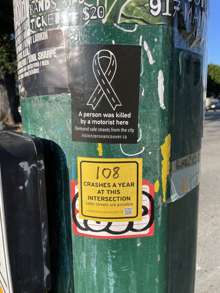 A sticker posted at the intersection of Main Street and Terminal Avenue in Vancouver. 