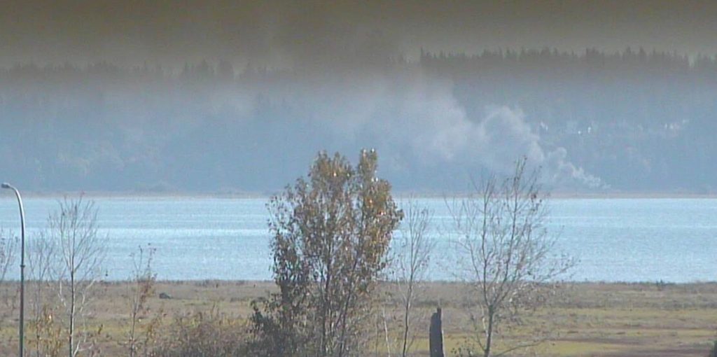 Smoke from a boat fire at Surrey's Crescent Beach Marina on Sept. 21, 2023.