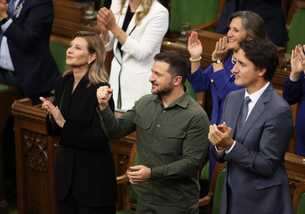 Ukrainian President Volodymyr Zelenskyy and Prime Minister Justin Trudeau recognize Yaroslav Hunka, who was in attendance and fought with the First Ukrainian Division in World War II before later immigrating to Canada, in the House of Commons on Parliament Hill in Ottawa on Friday, Sept. 22, 2023.