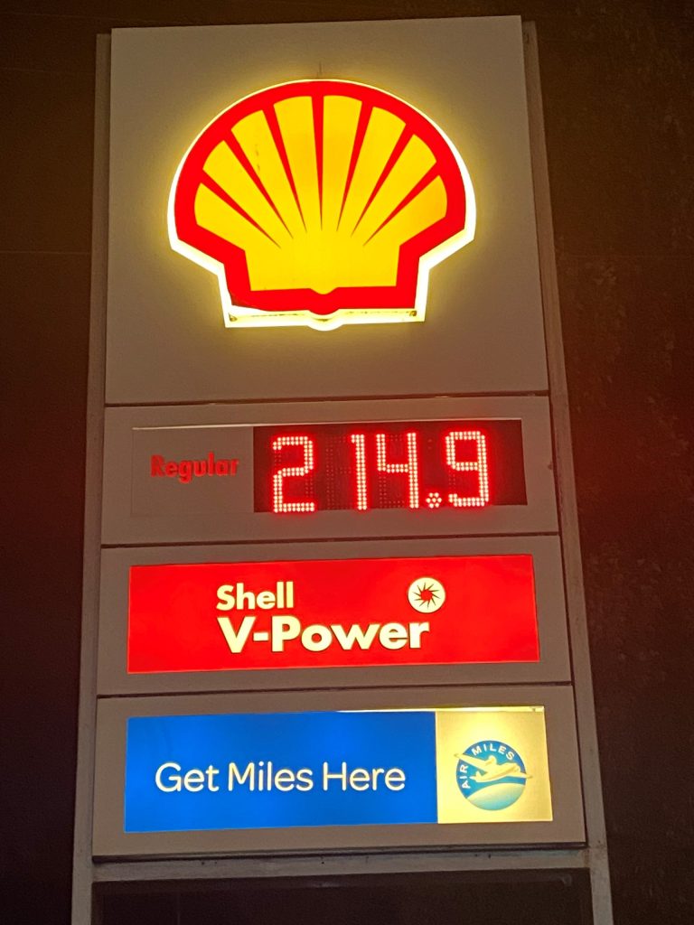 A Shell gas station Thursday Sept. 28 morning shows an overnight increase in the price of regular gasoline.