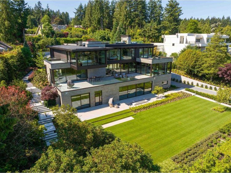 An aerial view of a mansion in Vancouver's Point Grey area along Belmont Avenue that has made its way to the top of a list of most expensive homes for sale by province, according to Point2.