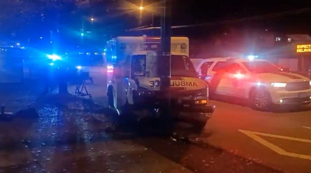 There were five people on board an ambulance when it crashed early Tuesday morning.