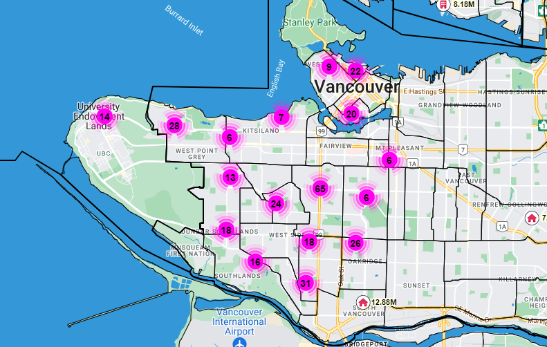 Active listings of $5 million and over in Vancouver. (Zealty)