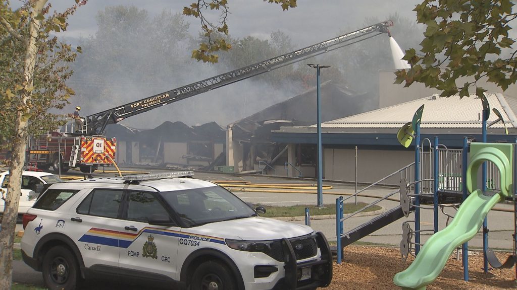 Smoke rises from Hazel Trembath Elementary School